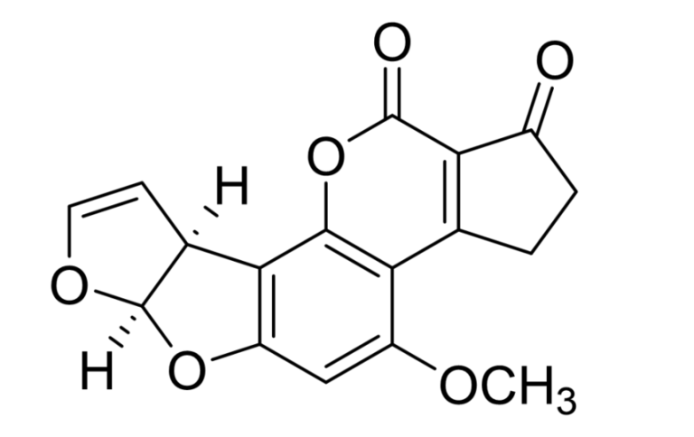 Figur av kjemisk struktur av aflatoksin B1.